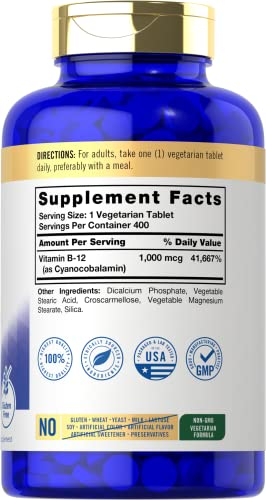 Foto 3 pulgar | Suplemento Carlyle De Vitamina B12 1000 Mcg | 400 Tabletas - Venta Internacional.