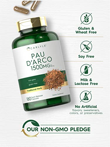 Foto 5 pulgar | Suplemento Carlyle Pau D'arco 1500 Mg 180 Cápsulas Sin Ogm - Venta Internacional.