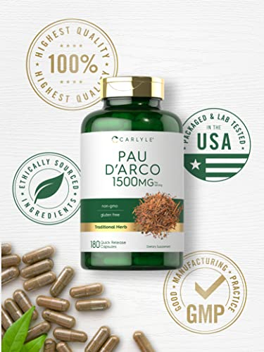 Foto 5 | Suplemento Carlyle Pau D'arco 1500 Mg 180 Cápsulas Sin Ogm - Venta Internacional.