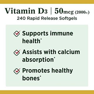 Foto 3 | Suplemento De Vitamina D De Nature's Bounty, 2000 Ui, 240 Cápsulas Blandas - Venta Internacional.