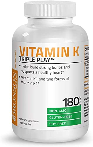Foto 5 | Suplemento Bronson Vitamina K Triple Play 180 Cápsulas - Venta Internacional.