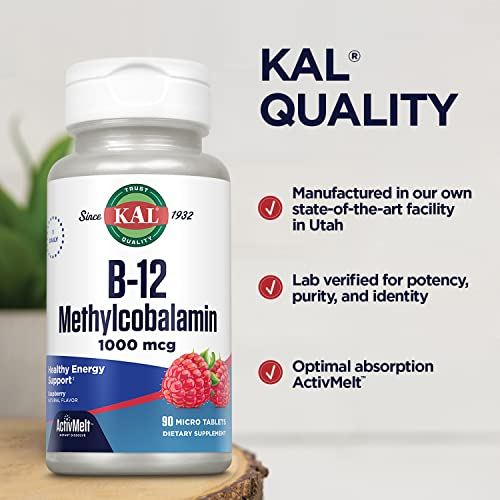 Foto 6 pulgar | Suplemento Kal De Vitamina B12, Metilcobalamina, 1000 Mcg, 90 Tabletas - Venta Internacional.
