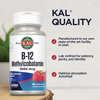 Foto 5 | Suplemento Kal De Vitamina B12, Metilcobalamina, 1000 Mcg, 90 Tabletas - Venta Internacional.