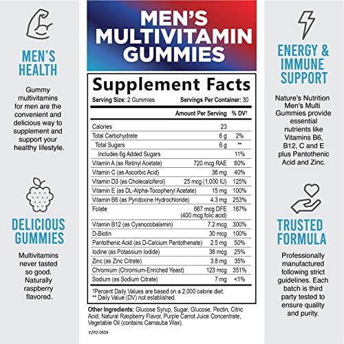Foto 3 pulgar | Gomitas Multivitamínicas Nature's Nutrition Para Hombres, 60 Gomitas Diarias - Venta Internacional.