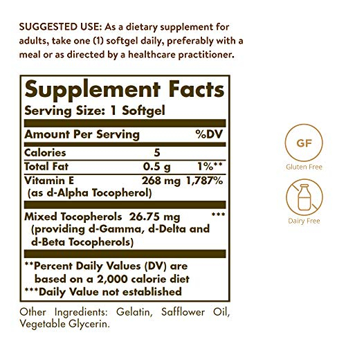 Foto 3 pulgar | Suplemento Solgar De Vitamina E 268 Mg (400 Ui) 250 Cápsulas Blandas - Venta Internacional.