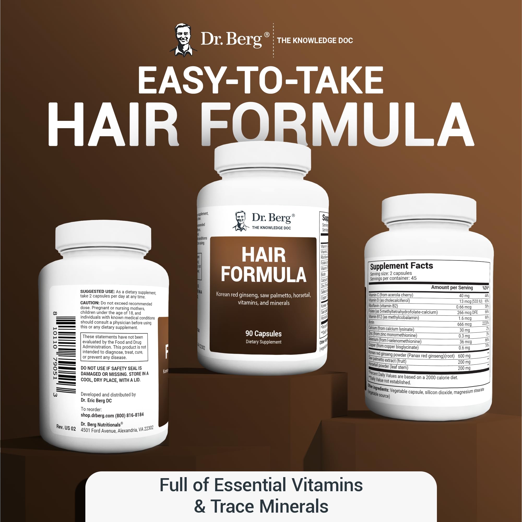 Foto 7 pulgar | Vitaminas Para El Crecimiento Del Cabello Dr. Berg, Todo En Uno Para Hombres Y Mujeres, 90 Cápsulas - Venta Internaci