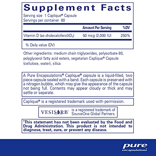 Foto 3 pulgar | Suplemento Pure Encapsulations De Vitamina D3 Vesisorb 60 Cápsulas - Venta Internacional.