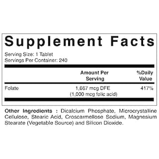 Foto 2 | Suplemento De Ácido Fólico Vitamático 1000 Mcg (1 Mg) 240 Tabletas - Venta Internacional.