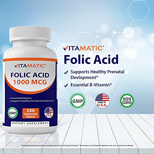 Foto 4 pulgar | Suplemento De Ácido Fólico Vitamático 1000 Mcg (1 Mg) 240 Tabletas - Venta Internacional.