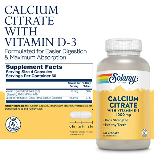 Foto 4 pulgar | Suplemento De Citrato De Calcio Solaray Con Vitamina D3 1000 Mg 240  - Venta Internacional.
