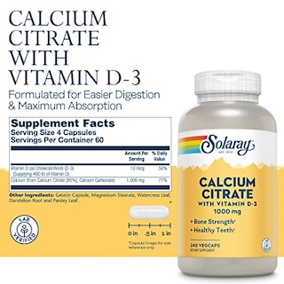 Foto 3 | Suplemento De Citrato De Calcio Solaray Con Vitamina D3 1000 Mg 240 - Venta Internacional.