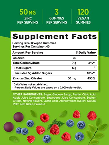 Foto 3 pulgar | Suplemento De Gomitas De Zinc Nature's Truth, 50 Mg, 120 Unidades - Venta Internacional.