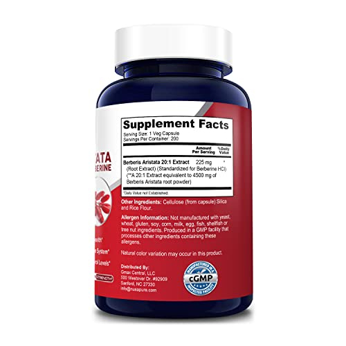 Foto 3 pulgar | Suplemento Nusapure Berberine Hci 4500 Mg 200 Cápsulas Vegetarianas - Venta Internacional.