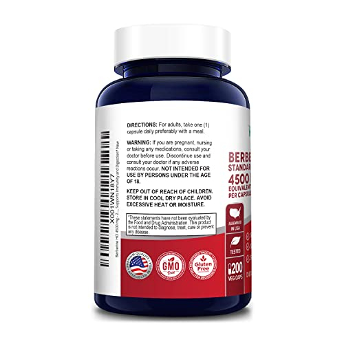 Foto 4 pulgar | Suplemento Nusapure Berberine Hci 4500 Mg 200 Cápsulas Vegetarianas - Venta Internacional.