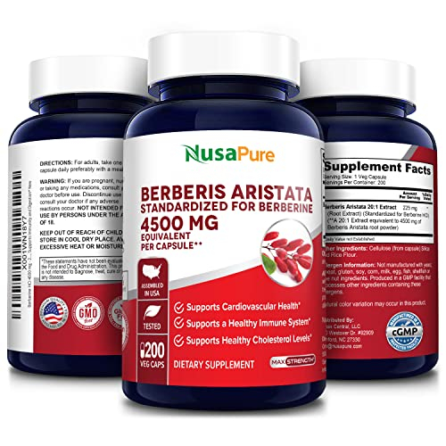 Foto 5 pulgar | Suplemento Nusapure Berberine Hci 4500 Mg 200 Cápsulas Vegetarianas - Venta Internacional.