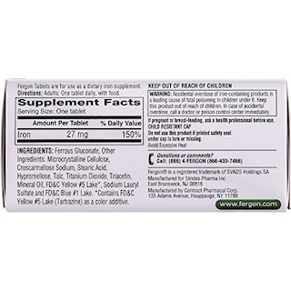 Foto 2 | Suplemento De Hierro Fergon High Potency 27 Mg 100 Comprimidos - Venta Internacional.