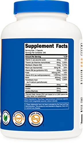 Foto 7 pulgar | Suplemento Nutricost Vitamina B Complex 460 Mg 240 Cápsulas - Venta Internacional.