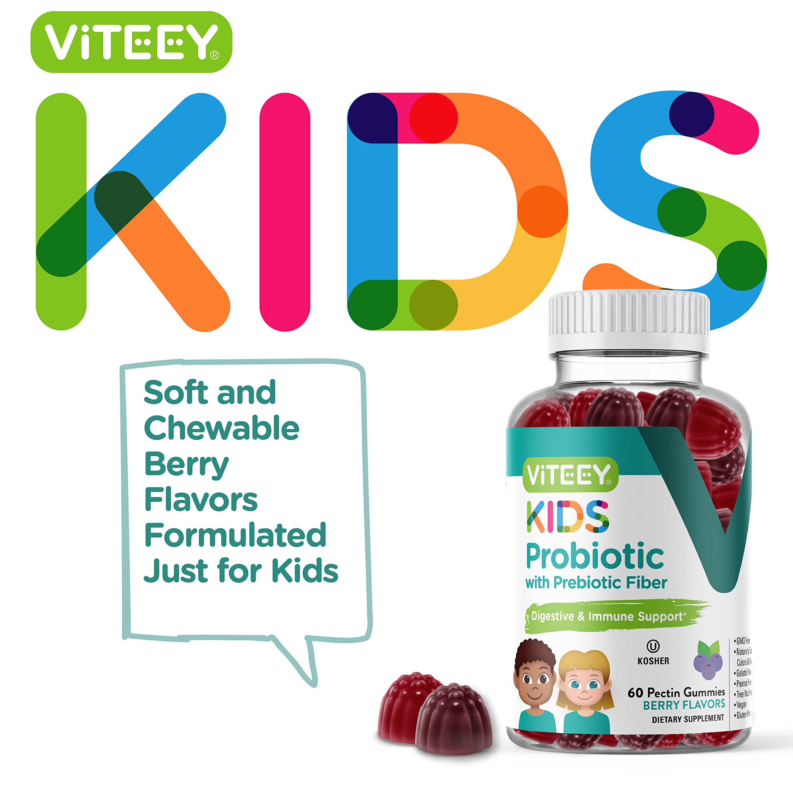 Foto 3 pulgar | Gomitas Vitey Probiotics Plus Con Fibra Prebiótica Extra Fuerte - Venta Internacional.