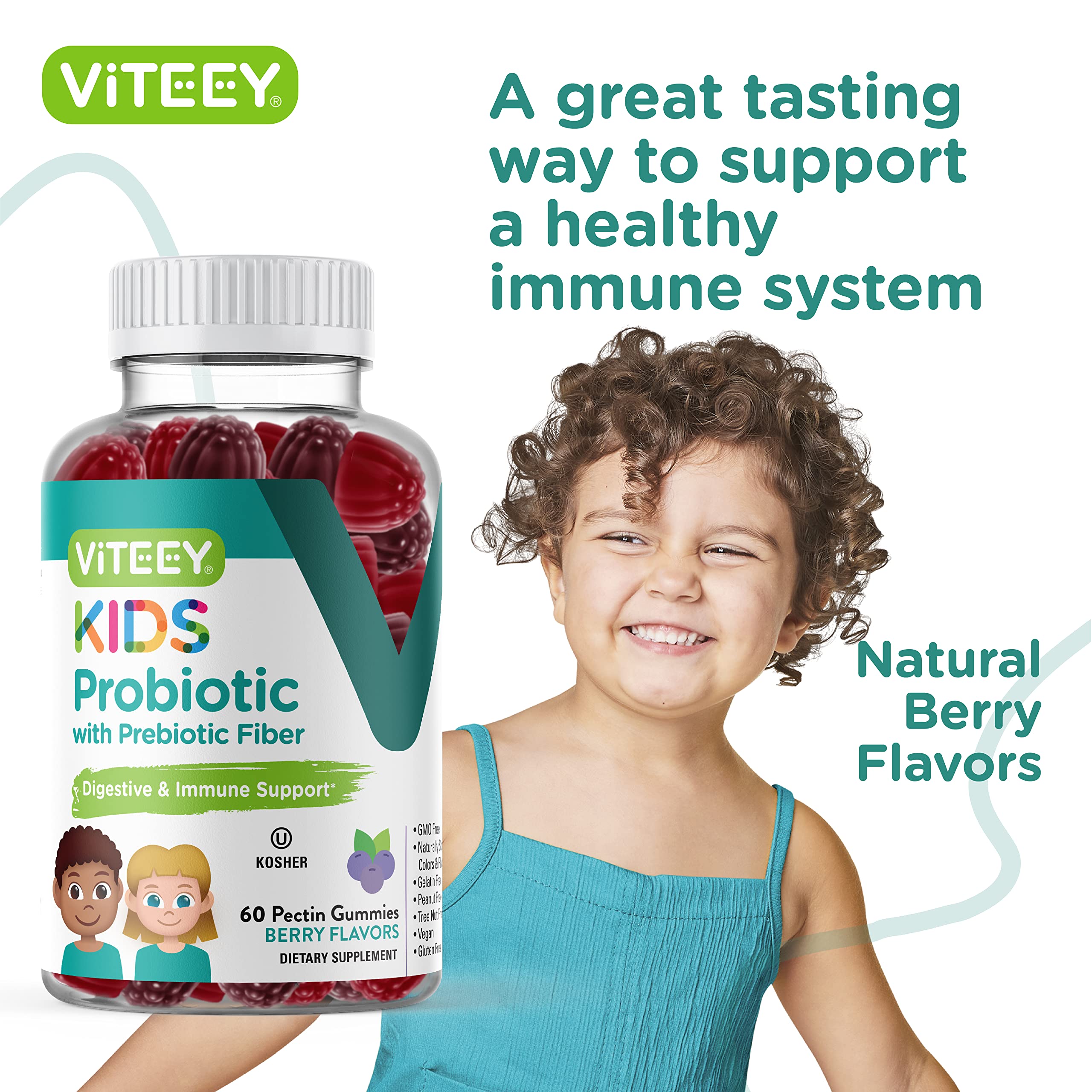 Foto 7 pulgar | Gomitas Vitey Probiotics Plus Con Fibra Prebiótica Extra Fuerte - Venta Internacional.
