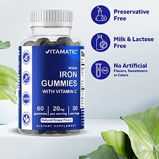 Foto 3 | Suplemento De Gomitas De Hierro Vitamatic, 20 Mg Con Vitamina C, 60 Unidades - Venta Internacional.