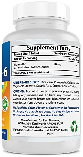Foto 6 | Suplemento Best Naturals De Vitamina B6, 50 Mg, 250 Comprimidos - Venta Internacional.