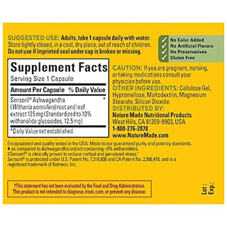 Foto 2 | Suplemento Natural, Cápsulas De Ashwagandha, 125 Mg, 60 Unidades - Venta Internacional.