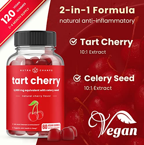 Foto 7 | 120 Gomitas De Cereza Ácida De 3000 Mg Con Semillas De Apio Extra (paquete De 2) - Venta Internacional.