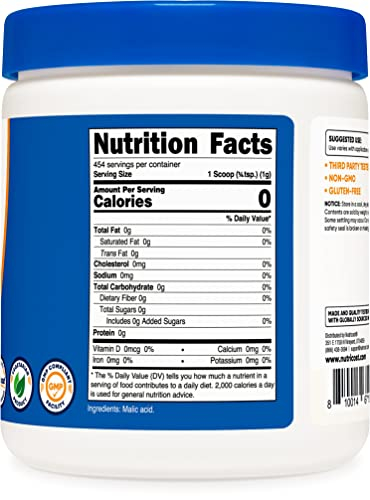 Foto 6 pulgar | Polvo De Ácido Málico Nutricost 454 G Sin Gluten, Sin Ogm - Venta Internacional.
