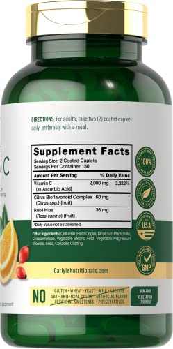 Foto 3 pulgar | Suplemento Carlyle De Vitamina C De 2000 Mg Con Escaramujo 300 Cápsulas - Venta Internacional