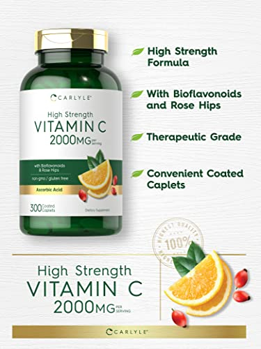 Foto 4 pulgar | Suplemento Carlyle De Vitamina C De 2000 Mg Con Escaramujo 300 Cápsulas - Venta Internacional