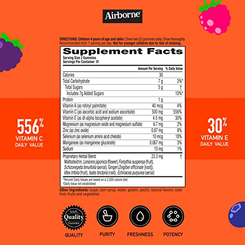 Foto 4 pulgar | Gomitas De Vitamina C Airborne Kids 500 Mg Con Zinc 63 Gomitas - Venta Internacional.