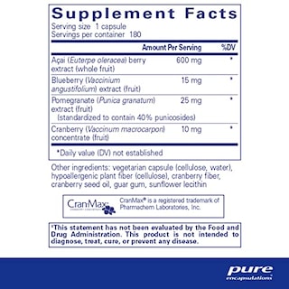 Foto 2 | Suplemento Pure Encapsulations Acai 600 Con 180 Cápsulas De Fibra - Venta Internacional.