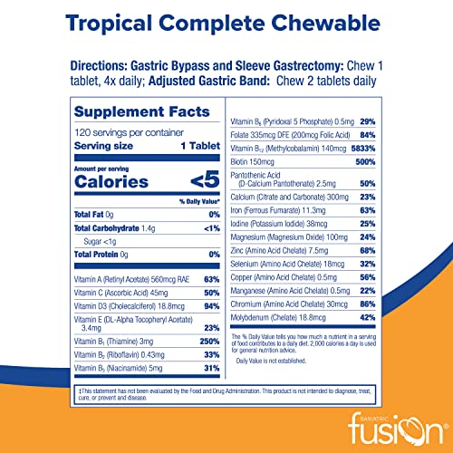 Foto 2 | Suplemento Bariatric Fusion Tropical Complete Masticable 120 T - Venta Internacional.