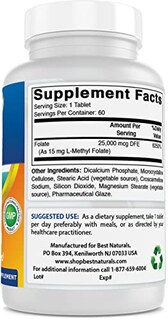 Foto 5 | Suplemento Best Naturals De Folato De Metilo, 15 Mg, 60 Comprimidos - Venta Internacional.