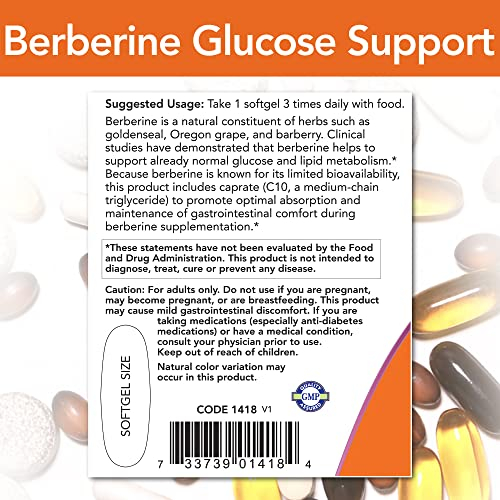 Foto 4 pulgar | Supplement Now Berberine Glucosa Support 90 Cápsulas Blandas - Venta Internacional.