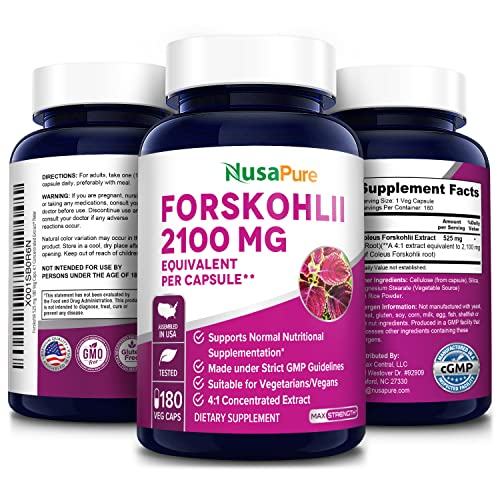 Foto 5 pulgar | Suplemento Nusapure Forskolin 2100 Mg 180 Cápsulas Vegetarianas - Venta Internacional.