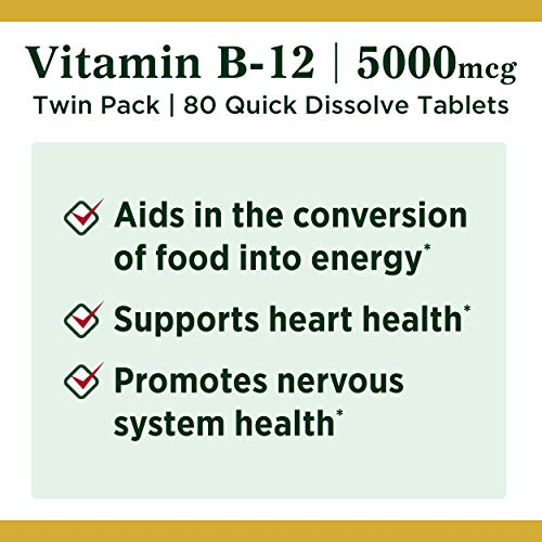 Foto 4 pulgar | Suplemento De Vitamina B12 De Nature's Bounty, 5000 Mcg, 80 Tabletas - Venta Internacional.