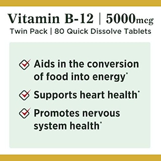 Foto 3 | Suplemento De Vitamina B12 De Nature's Bounty, 5000 Mcg, 80 Tabletas - Venta Internacional.
