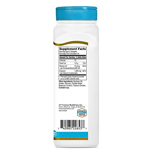 Foto 6 pulgar | Suplemento 21st Century Calcium Plus D3 1200 Mg 90 Cápsulas Blandas - Venta Internacional.