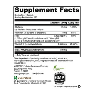Foto 4 | Los Suplementos Xymogen Methyl Protegen Una Metilación Óptima 120 C - Venta Internacional.
