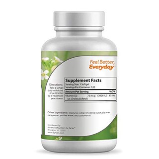 Foto 2 | Suplemento Zahler De Vitamina D3 3000 Ui 120 Cápsulas Blandas - Venta Internacional.