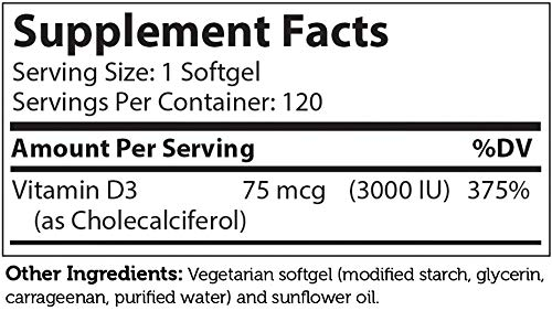 Foto 6 pulgar | Suplemento Zahler De Vitamina D3 3000 Ui 120 Cápsulas Blandas - Venta Internacional.