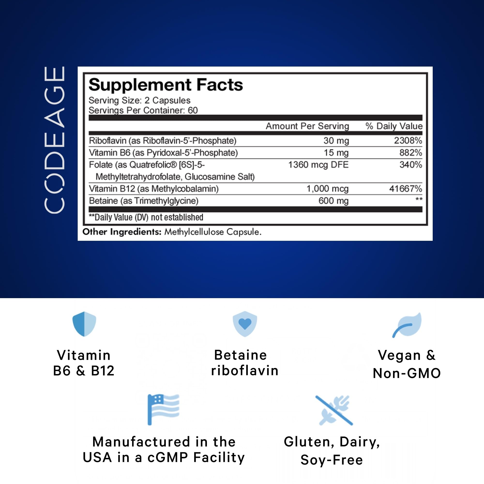 Foto 3 pulgar | Suplemento Codeage Metilfolato B Complex 1360 Mcg 5-mthf - Venta Internacional.