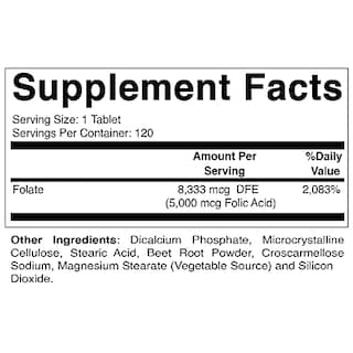 Foto 2 | Suplemento De Ácido Fólico Vitamático 5 Mg (5000 Mcg) 120 Tabletas X - Venta Internacional.