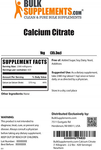 Foto 3 pulgar | Suplemento De Calcio Bulksupplements.com Citrato De Calcio 1 Kg - Venta Internacional.