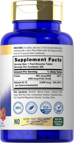 Foto 3 pulgar | Suplemento De Vitamina B12 Carlyle De 2500 Mcg Con Ácido Fólico, 250 Tabletas - Venta Internacional.