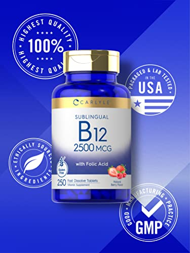 Foto 6 pulgar | Suplemento De Vitamina B12 Carlyle De 2500 Mcg Con Ácido Fólico, 250 Tabletas - Venta Internacional.