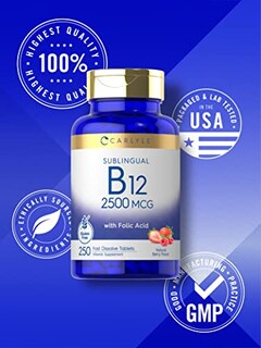 Foto 5 | Suplemento De Vitamina B12 Carlyle De 2500 Mcg Con Ácido Fólico, 250 Tabletas - Venta Internacional.