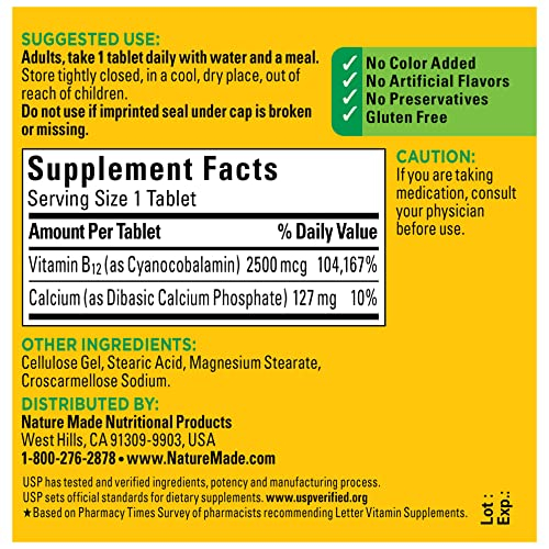 Foto 6 pulgar | Suplemento De Vitamina B12 Nature Made 2500 Mcg 60 Tabletas - Venta Internacional.