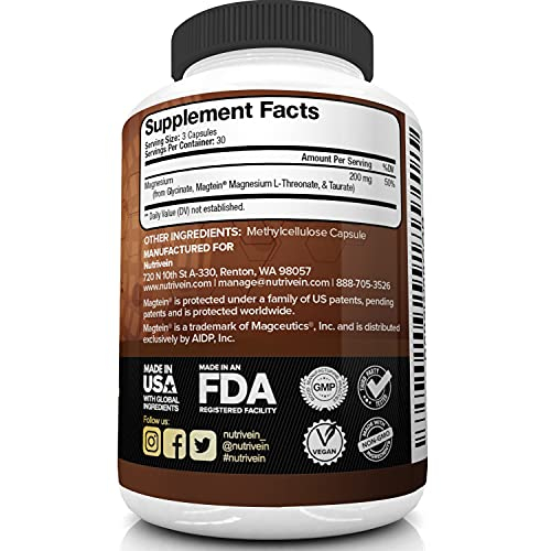 Foto 6 pulgar | Suplemento Nutrivein L-treonato De Magnesio 2207 Mg 90 Cápsulas - Venta Internacional.